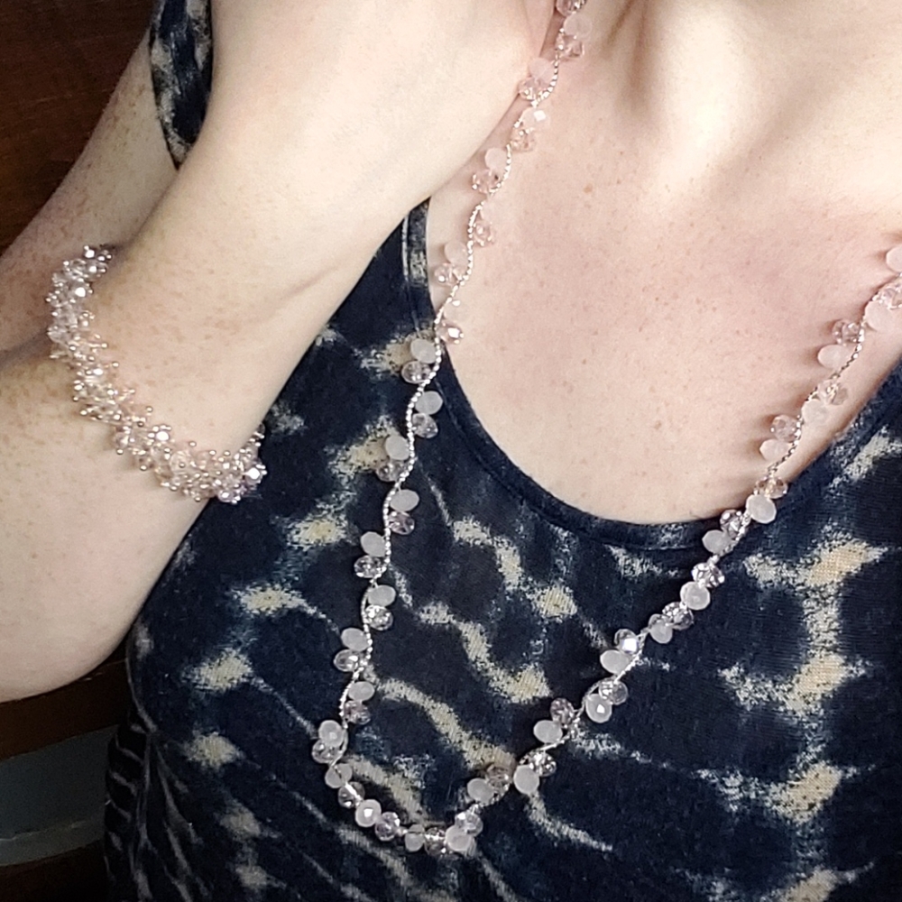 Pink Premier Designs Beaded Necklace Set
